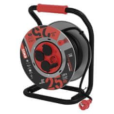 Emos Zunanji kolutni podaljšek 25 m / 4 vtičnice / črni / guma-neopren / 230V / 1,5 mm2