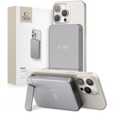 Tech-protect PB15 LifeMag MagSafe Power Bank 10000mAh, siva