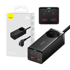 BASEUS Mrežni polnilnik / napajalni trak Baseus GaN3 Pro 2x USB + 2xUSB-C + AC, 100 W (črn)