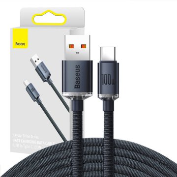 BASEUS USB kabel za USB-C Baseus Crystal Shine, 100 W, 2 m (črn)