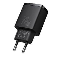 BASEUS Baseus Compact Quick Charger omrežni polnilnik, USB, USB-C, 20 W (črn)