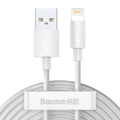 BASEUS USB kabel za Lightning Baseus Simple Wisdom, 2,4 A, 1,5 m (bel) 2 kos.