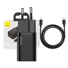 BASEUS Baseus Super Si Quick Charger 1C 20W omrežni polnilnik z USB-C na Lightning 1 m kablom (črn)