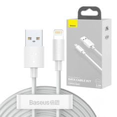 BASEUS USB kabel za Lightning Baseus Simple Wisdom, 2,4 A, 1,5 m (bel) 2 kos.