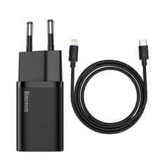 BASEUS Baseus Super Si Quick Charger 1C 20W omrežni polnilnik z USB-C na Lightning 1 m kablom (črn)