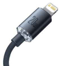 BASEUS USB-C kabel za Lightning Baseus Crystal, 20 W, PD, 1,2 m (črn)
