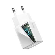 BASEUS Mrežni polnilnik Baseus Super Si Quick Charger 1C 20W s kablom USB-C na Lightning 1 m (bel)