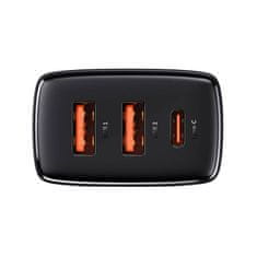BASEUS Mrežni polnilnik Baseus Compact Quick Charger, 2xUSB, USB-C, PD, 3A, 30W (črn)