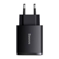 BASEUS Mrežni polnilnik Baseus Compact Quick Charger, 2xUSB, USB-C, PD, 3A, 30W (črn)