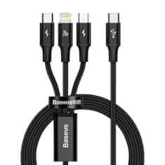 BASEUS USB kabel 3v1 Baseus Rapid Series, mikro USB / Lightning / USB-C, 20 W, 1,5 m (črn)