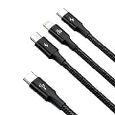 BASEUS USB kabel 3v1 Baseus Rapid Series, mikro USB / Lightning / USB-C, 20 W, 1,5 m (črn)