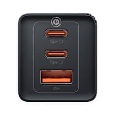 BASEUS Mrežni polnilnik Baseus GaN5 Pro 2xUSB-C + USB, 65 W (črn)