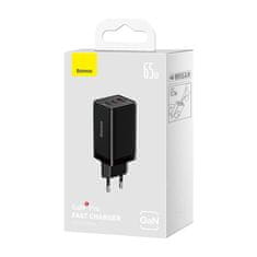 BASEUS Mrežni polnilnik Baseus GaN5 Pro 2xUSB-C + USB, 65 W (črn)