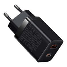BASEUS Mrežni polnilnik Baseus Super Si Pro Quick Charger USB + USB-C 30 W (črn)