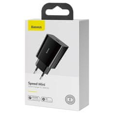 BASEUS Mrežni polnilnik Baseus Speed Mini Quick Charger, USB-C, PD, 3A, 20W (črn)