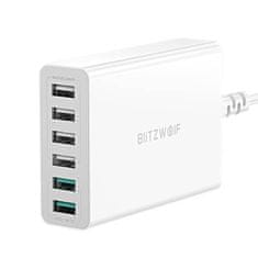 Blitzwolf Blitzwolf BW-S15 polnilnik z 6 USB-priključki, QC 3.0, 60 W (bel)