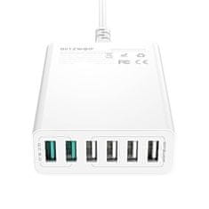 Blitzwolf Blitzwolf BW-S15 polnilnik z 6 USB-priključki, QC 3.0, 60 W (bel)