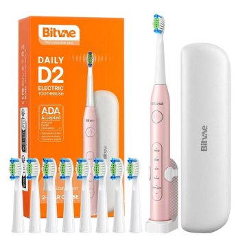 Bitvae Sonic zobna ščetka z kompletom konic, držalom in etuijem Bitvae D2 (roza)