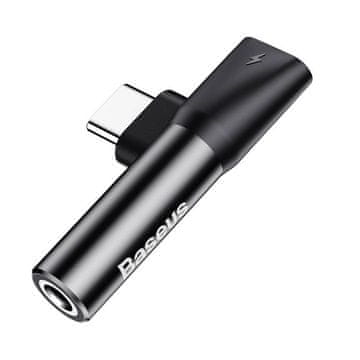 BASEUS Audio adapter Baseus USB-C na Mini Jack 3,5 mm + USB-C (črn)