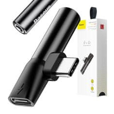 BASEUS Audio adapter Baseus USB-C na Mini Jack 3,5 mm + USB-C (črn)