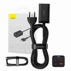 BASEUS Baseus GaN3 Pro omrežni polnilnik, 2x USB-C, 2x USB, 65 W (črn)