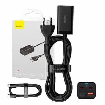 BASEUS Baseus GaN3 Pro omrežni polnilnik, 2x USB-C, 2x USB, 65 W (črn)