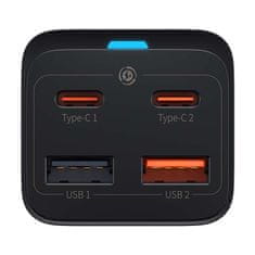 BASEUS Baseus GaN3 Pro omrežni polnilnik, 2x USB-C, 2x USB, 65 W (črn)