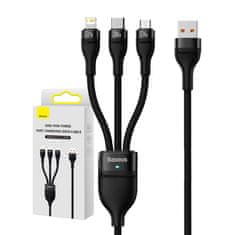 BASEUS USB kabel 3v1 Baseus Flash Series, USB-C + micro USB + Lightning, 100 W, 1,2 m (črn)