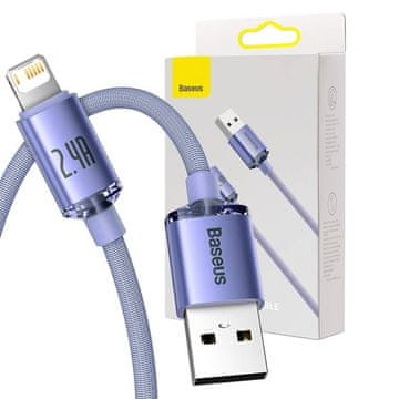 BASEUS USB kabel za Lightning Baseus Crystal Shine, 2,4 A, 2 m (vijoličen)