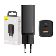 BASEUS Baseus GaN2 Lite omrežni polnilnik, USB + USB-C, 65 W, EU (črn)