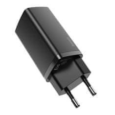 BASEUS Baseus GaN2 Lite omrežni polnilnik, USB + USB-C, 65 W, EU (črn)