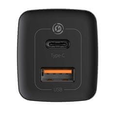 BASEUS Baseus GaN2 Lite omrežni polnilnik, USB + USB-C, 65 W, EU (črn)