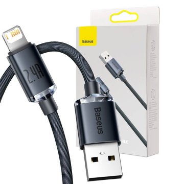 BASEUS USB kabel za Lightning Baseus Crystal Shine, 2,4 A, 2 m (črn)