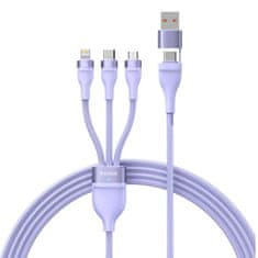 BASEUS USB kabel 3v1 Baseus Flash Series 2, USB-C + micro USB + Lightning, 100 W, 1,2 m (vijoličen)