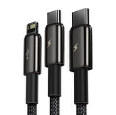 BASEUS USB kabel 3v1 Baseus Tungsten Gold, USB na micro USB / USB-C / Lightning, 3,5 A, 1,5 m (črn)