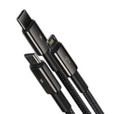 BASEUS USB kabel 3v1 Baseus Tungsten Gold, USB na micro USB / USB-C / Lightning, 3,5 A, 1,5 m (črn)