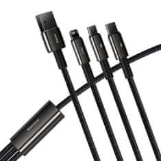 BASEUS USB kabel 3v1 Baseus Tungsten Gold, USB na micro USB / USB-C / Lightning, 3,5 A, 1,5 m (črn)