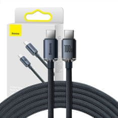 BASEUS USB-C kabel za USB-C Baseus Crystal Shine, 100 W, 2 m (črn)
