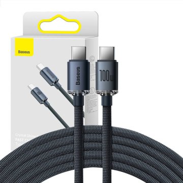 BASEUS USB-C kabel za USB-C Baseus Crystal Shine, 100 W, 2 m (črn)