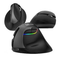 Delux Brezžična navpična miška Delux M618Mini BT+2.4G RGB 4000DPI (siva)