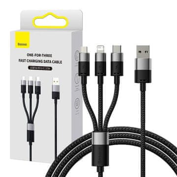BASEUS Baseus StarSpeed USB kabel za hitro polnjenje za M+L+C 3,5 A 0,6 m (črn)