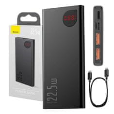 BASEUS Powerbank Baseus Adaman Metal, 10000 mAh, 2xUSB, USB-C, Lightning, MicroUSB 22,5 W (črn)