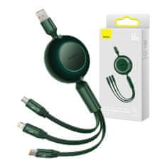 BASEUS USB kabel 3v1 Baseus Bright Mirror 3, mikro USB / Lightning / USB-C, 66 W / 2 A, 1,1 m (zelen)