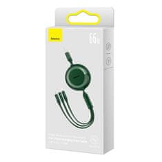 BASEUS USB kabel 3v1 Baseus Bright Mirror 3, mikro USB / Lightning / USB-C, 66 W / 2 A, 1,1 m (zelen)