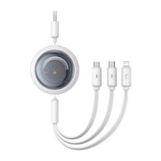 BASEUS USB kabel 3v1 Baseus Free2Draw USB na micro USB+Lightning+USB-C, 3,5 A, 1,1 m (bel)
