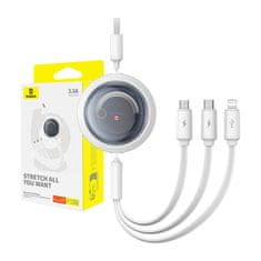 BASEUS USB kabel 3v1 Baseus Free2Draw USB na micro USB+Lightning+USB-C, 3,5 A, 1,1 m (bel)