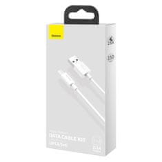BASEUS Micro USB kabel za USB Baseus Simple Wisdom, 2,1 A, 1,5 m (bel) 2 kos.