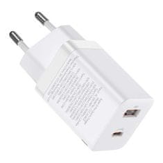 BASEUS Mrežni polnilnik Baseus Super Si Pro Quick Charger USB + USB-C 30 W (bel)