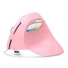 Delux Brezžična navpična miška Delux M618Mini DB BT+2.4G 2400DPI (roza)