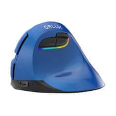 Delux Brezžična navpična miška Delux M618Mini BT/2.4G 4000DPI RGB (modra)